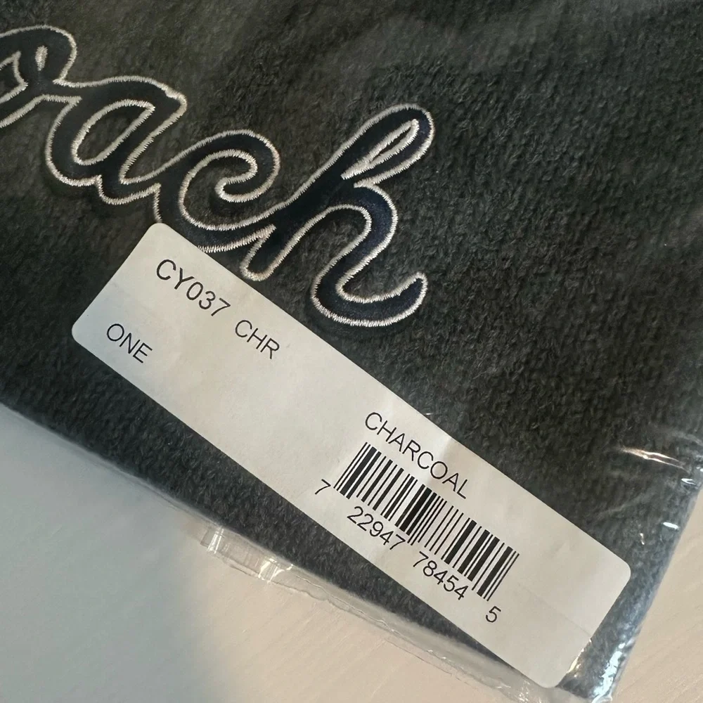NWT Coach Script Print Knit Beanie & Scarf Bundle